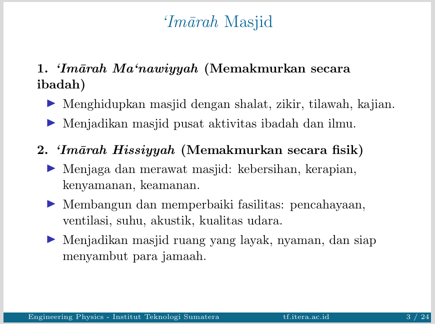 Imarah arti memakmurkan masjid secara ibadah dan fisik
